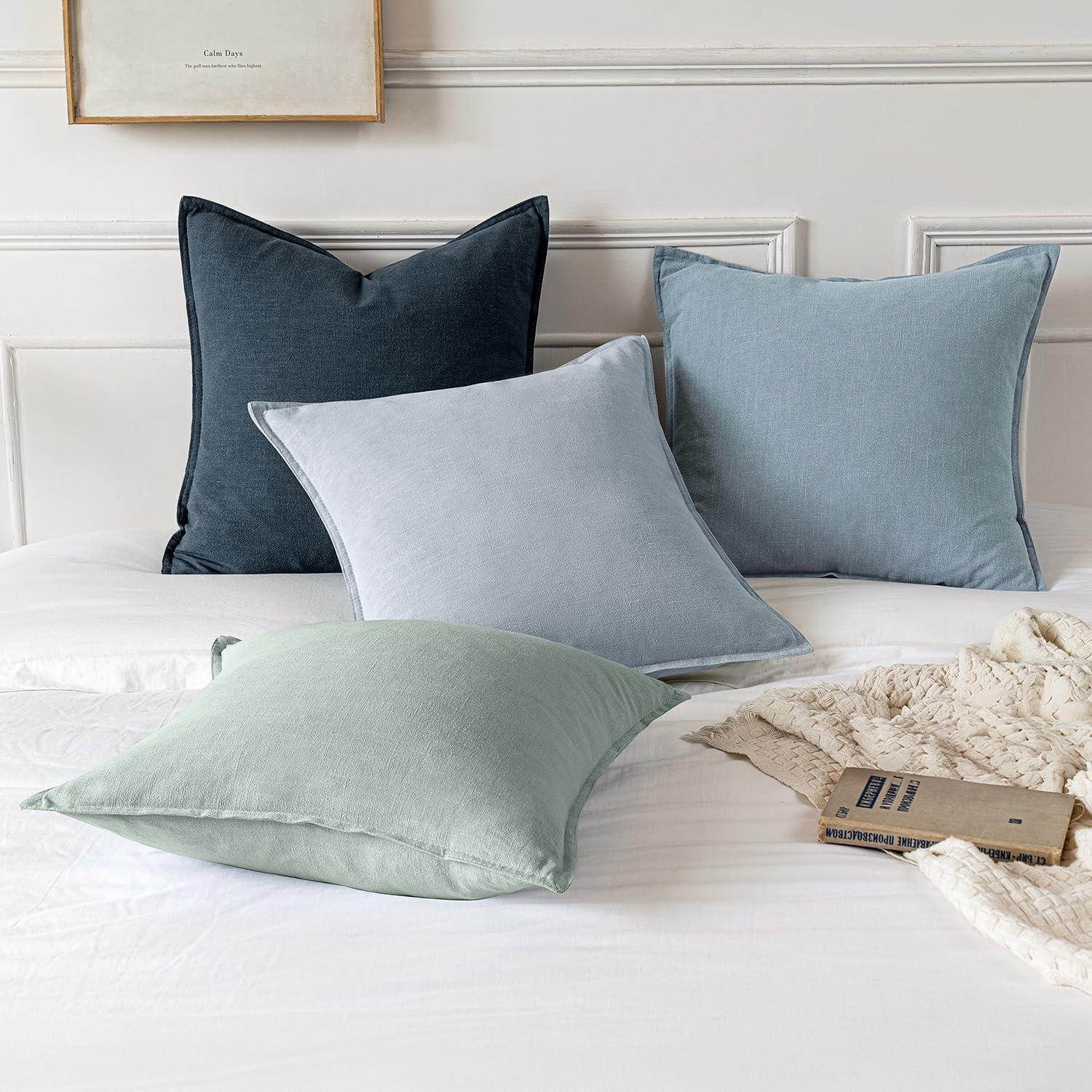 Size 18x18 Color Grey MIULEE Decorative Linen Pillow Covers 18x18 Inch Blue Grey Boho Farmhouse Neutral Couch Throw Pillows for Bed Pack of 2 Accent Coastal Modern Pillowcase Summer Sofa Livingroom Home Decor